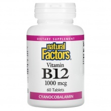  Natural Factors Vitamin B12 Cyanocobalamin 60 