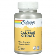  Solaray Calcium + Magnesium Citrate 1:1 Ratio 90 